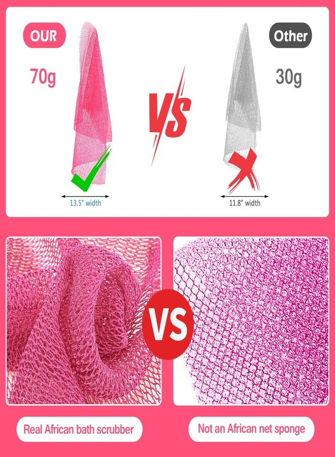 ZOCY African Net Sponge, Authentic Exfoliating Body Scrubber for Bath and Shower, Multiple Textures with Gentle Deep Exfoliating and Rich Lather for All Skins (Pink) - Image 4